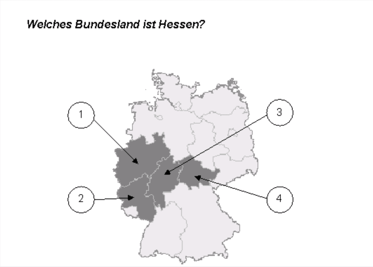 Question 308 — Numbered map of Germany
